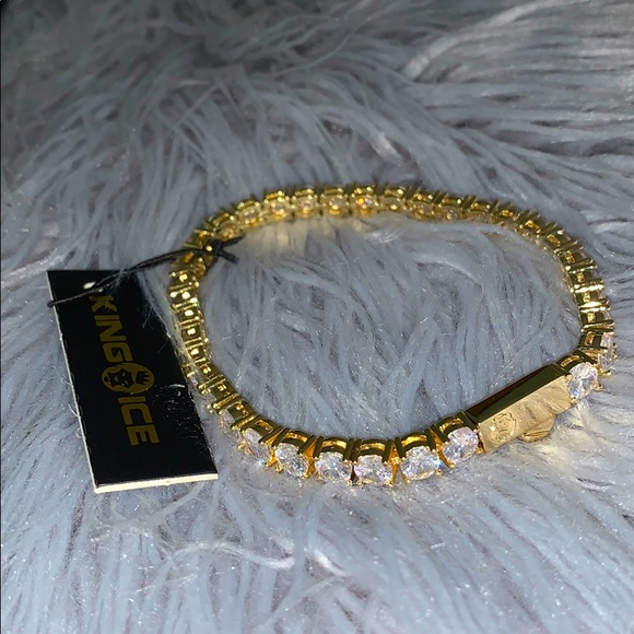 5mm single row tennis king ice bracelet 14k gold - Picture 2 of 6